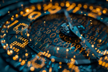 Poster - A close up of a watch face with binary numbers on it