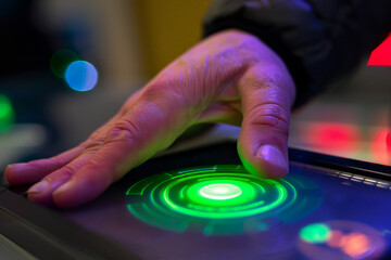 Poster - A person pressing a green button on a tablet