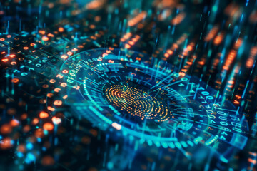 Poster - A digital image of a fingerprint surrounded by numbers