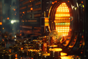 Poster - A stack of gold coins with the letter b on it