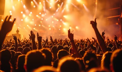 Energetic Crowd Enjoying a Music Festival