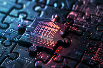 Poster - A piece of a puzzle with a building on it