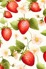 Wall Mural - Berry pattern on light background