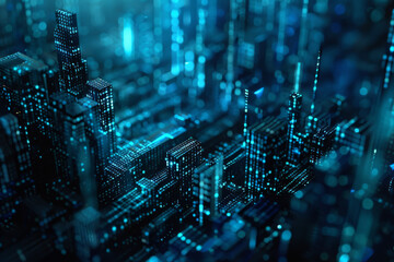 Poster - A computer generated image of a city at night