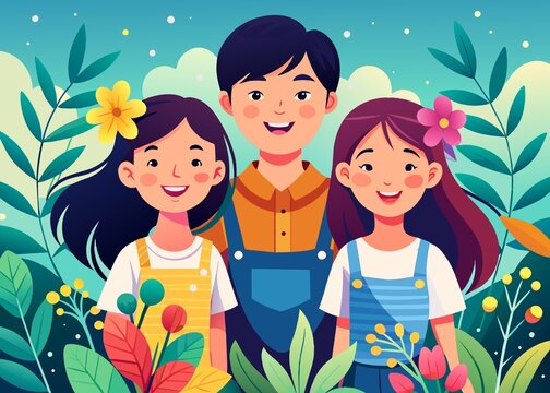 Flat Illustration Celebrating National Siblings Day