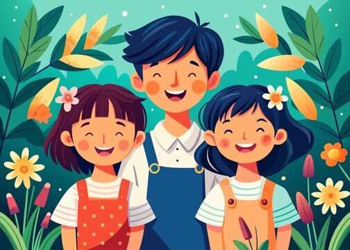 Flat Illustration Celebrating National Siblings Day