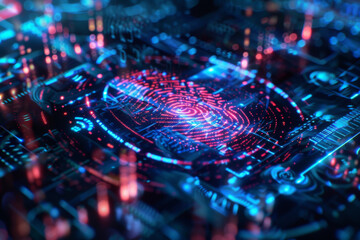 Poster - A digital image of a fingerprint on a circuit board