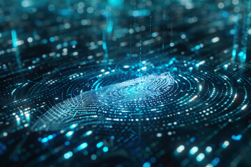 Poster - A computer generated image of a fingerprint on a blue background