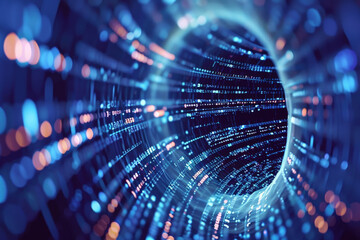 Poster - A computer generated image of a tunnel of binary code