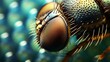 An extreme sharp and detailed microscopic close up of the compound eye of a horse fly taken with microscope objective