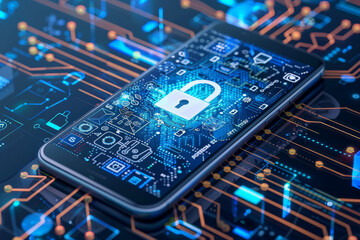 Poster - A smart phone with a padlock on the screen