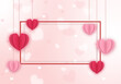 Valentines day sale background with red folded paper heart shape balloon on pink backdrop, illustration