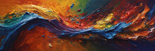 Colorful Wave Painting On Black Background