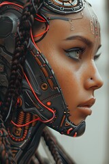 Wall Mural - Female cyborg ai technology future