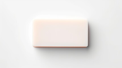 Canvas Print - Soap bar and foam on white background, top view. Mockup for design