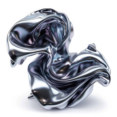 Poster - metallic 3d silk flow isolated on white background.