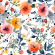 © korawik - Watercolor seamless pattern with spring floral bouquets. Vintage botanical illustration, Elegant decoration for any kind of a design