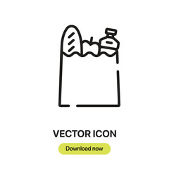 Leinwandbilder - Groceries icon vector. Linear-style sign for mobile concept and web design. Groceries symbol illustration. Pixel vector graphics - Vector.	
