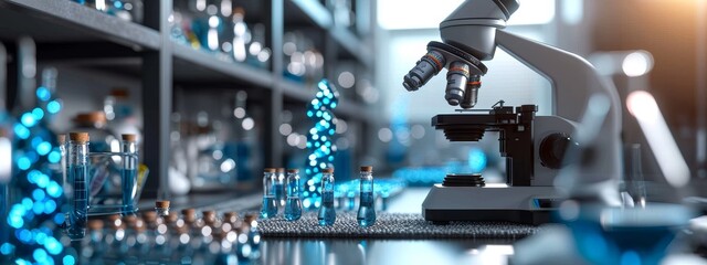 Wall Mural - research medical dna lab science biotechnology scientist laboratory clinic medicine chemistry. medic