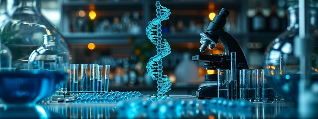 Wall Mural - research medical dna lab science biotechnology scientist laboratory clinic medicine chemistry. medic
