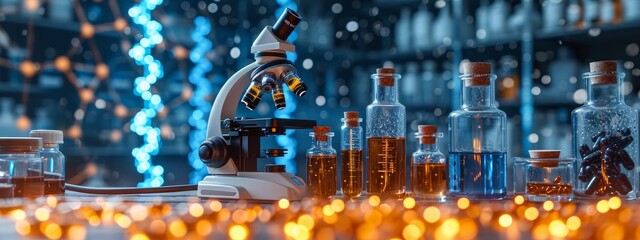 Wall Mural - research medical dna lab science biotechnology scientist laboratory clinic medicine chemistry. medic