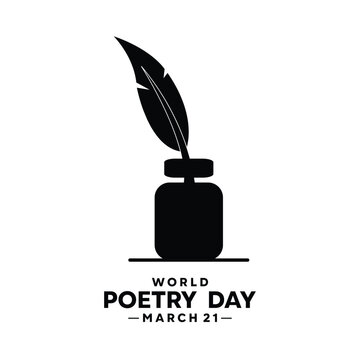 World Poetry Day. Feather pen and ink. cards, banners, posters, social media and more.