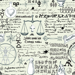 Wall Mural - alchemical formula with encrypted symbols