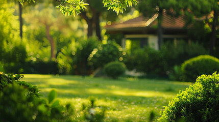 Canvas Print - The garden looks quiet and shady.