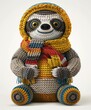 Illustration vector designs a handcrafted style amigurumi bear with detailed crochet patterns and vibrant yarn colors White background