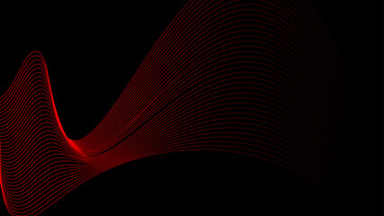 Wall Mural - Dark black abstract background with red glowing lines designed for social media posts, business, and advertising events. Modern technology background