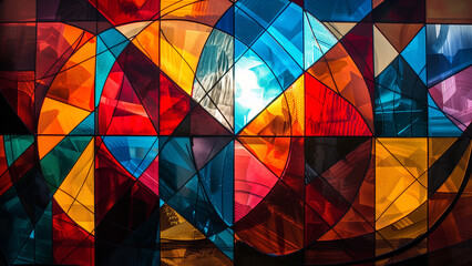 Wall Mural - Geometric Symphony in Stained Glass