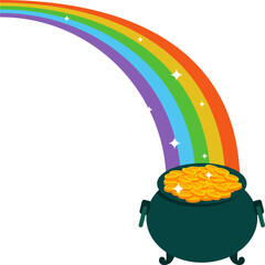 Wall Mural - St. Patricks Day Gold With Rainbow Illustration