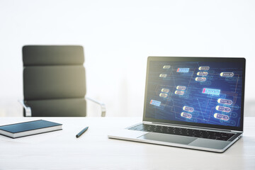 Aufkleber - Abstract creative coding concept on modern laptop screen. 3D Rendering