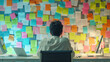 post its on the wall
