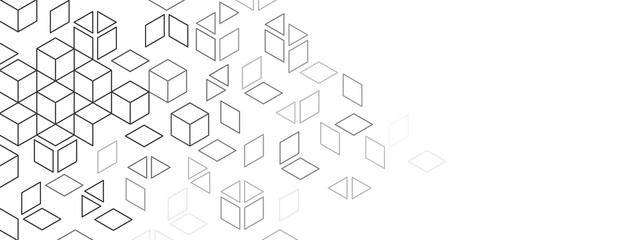Poster - Abstract minimalistic lines pattern with geometric shapes. Dynamic composition of simple figures.