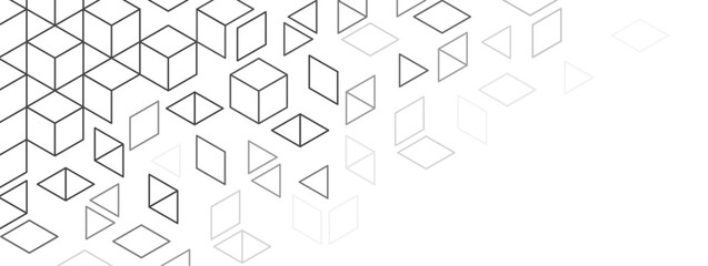 Poster - Abstract minimalistic lines pattern with geometric shapes. Dynamic composition of simple figures.