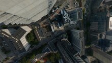 Drone Footage Of A Skyscraper Construction Site And The Urban Buildings Around In Warsaw, Poland