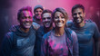 © Bhanuka - Happy smiling group of people in holi fest