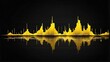 Yellow abstract digital equalizer signal audio sound waves on black background, stereo sound effect signal from Generative AI
