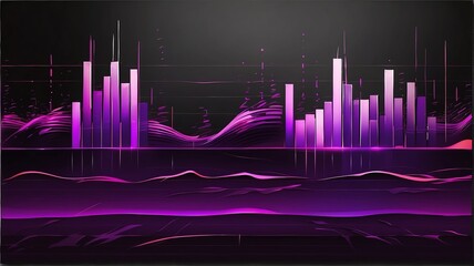 Wall Mural - Purple abstract digital equalizer signal audio sound waves on black background, stereo sound effect signal from Generative AI