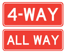 vector 4 way and all way traffic signs