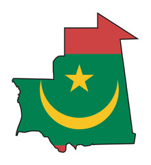 Wall Mural - Outline Map of Mauritania With National Flag