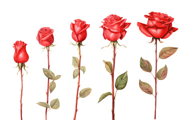 Wall Mural - Roses Set Illustration Style Isolated on Transparent Background
