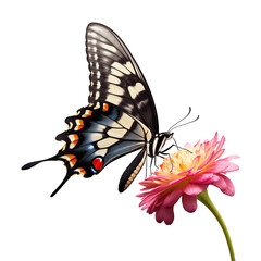 Wall Mural - Butterfly on Flower Isolated on Transparent Background
