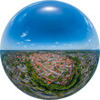 Die kreisfreie Stadt Memmingen im Unterallgäu im Luftbild, Little Planet-Ansicht, freigstellt