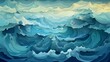 Cerulean Artistic Topographical Ocean Map Stylized Sea Depth Illustration, A topographical map,