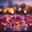 Galand of heart shaped lights with bokeh background. Saint valentine background