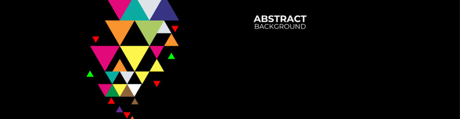 Wall Mural - 3D Colorful geometric abstract background on dark space. Minimalist modern graphic design element cutout style concept for banner, flyer, card, or brochure cover. vector illustration