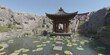 Fantasy Asian Altar 3D illustration