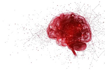 red brain image shining wallpaper with network illustration vector isolated on white background